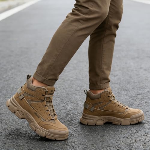 Image of Steel Toe Boots for Men Comfortable Lightweight Work Boots | Anti-Smash, Puncture Proof Protective Midsole, Slip Resistant Sturdy Outsole, Indestructible Industrial & Construction Shoes