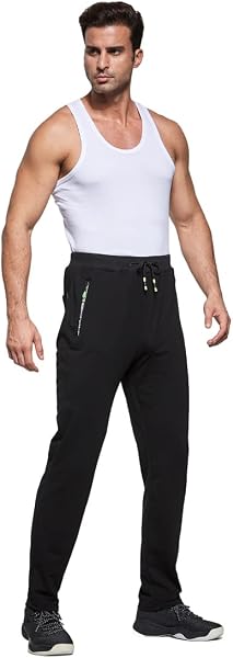 ZOXOZ Pantaloni Sportivi Uomo Cotone con Tasche Zip Elastico in Vita con Coulisse - 5
