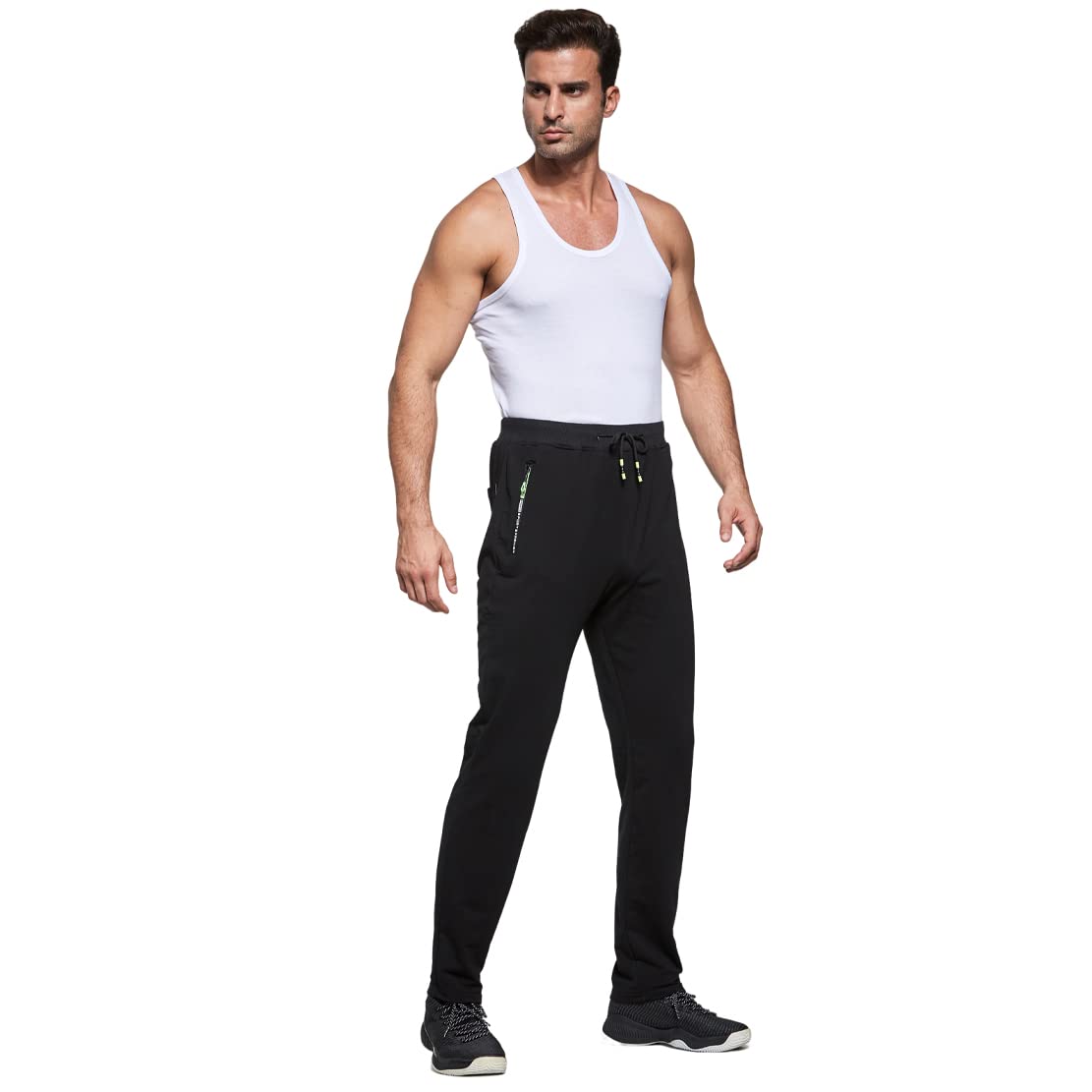ZOXOZ Pantaloni Sportivi Uomo Cotone con Tasche Zip Elastico in Vita con Coulisse