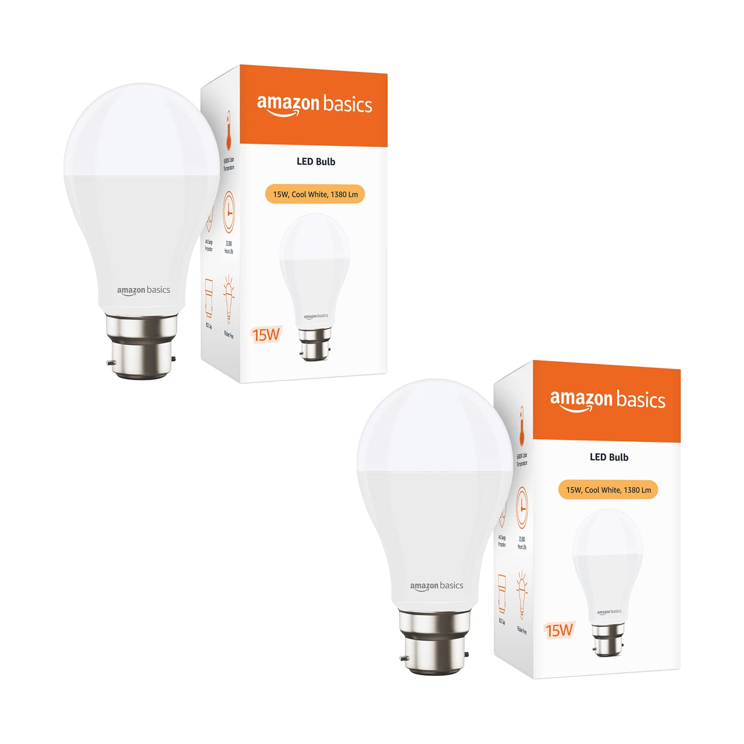 amazon basics - 12W LED Bulb, Cool White (Base B22, Pack of 2) (AB2212WS02)