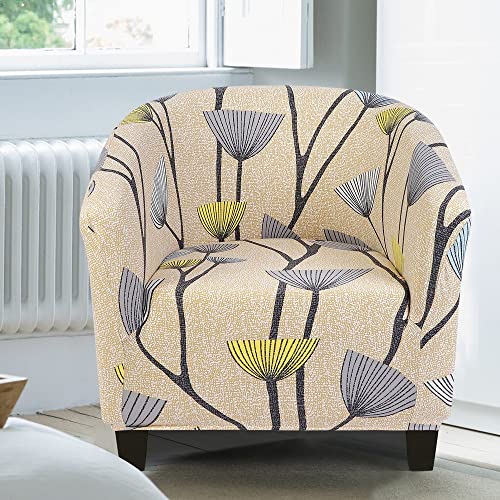 Image of SearchI Club Chair Slipcover Stretch Barrel Chair Covers Printed Tub Chair Slipcovers Spandex Armchair Sofa Cover Removable Couch Furniture Protector Arm Chair Cover for Living Room (Dandelion)