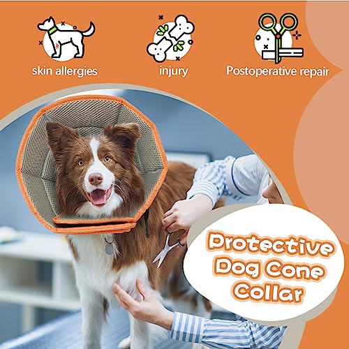 Kuoser Halskrause Hund, Bequem Leckschutz Hund,Schutzmaßnahmen Schutzkragen Hund, Einstellbar Hundekragen, Hunde Halskrause Leckschutz für Hunde, Vorbeugung von Biss- und Leckwunden,Orange L