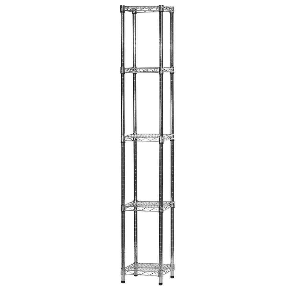 Shelving Inc. 12" d x 12" w x 72" h Chrome Wire Shelving with 5 Tier Shelves, Weight Capacity 800lbs Per Shelf