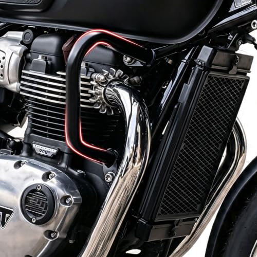 Midimttop Stoßstange Motor Schutz Crash Bar Motorschutz für Bonneville T100 T120 Street Twin Speed Twin Thruxton R Speedmaster 2017 2018 2019 2020 2021 2022 2023 2024 (Schwarz)