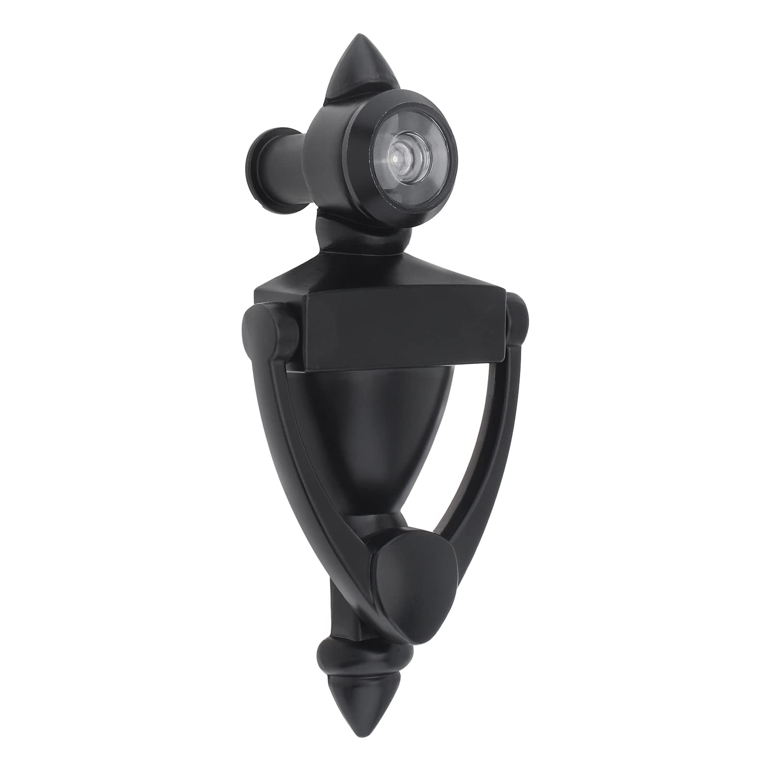 HOJLKLD Door Knocker and Viewer, 5 Inch Height Knocker, 180-Degree View Angle Peephole, 9/16 inch Bore, for 1-3/8" to 1-7/8" Thickness Door (5 inch, Black) — image 1