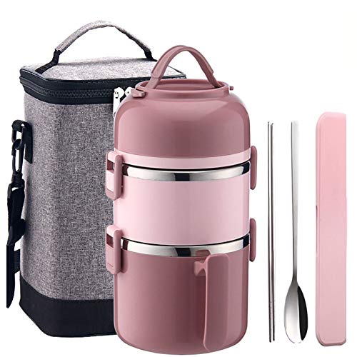 Thermo-Lunchbox,Thermobehälter, Warmhaltebehälter Essen, Lunchbox Snackbox,Ideal für Schule, Picknicks, Reisen,Rosa,2200ml Cover