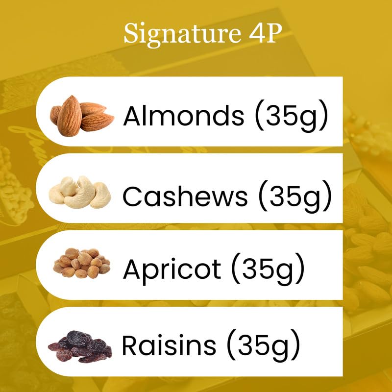 Image of Browntree Signature 4P-140g | Cashews, Almonds, Black Raisins, Apricots | Fresh & Healthy Dry Fruits | Perfect Gifts, Festivals & Corporate Hampers | Unique Gifts for all Celebration