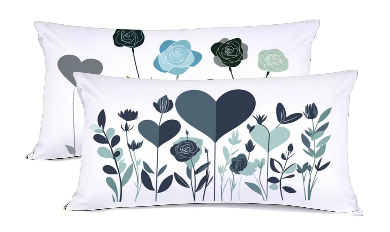 Taie d'oreiller Amour 50x80cm douce anti-plis pour oreiller rectangulaire bz-487