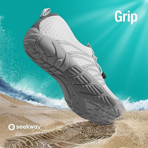 SEEKWAY Water Shoes for Women Adult Quick-Dry Aqua Sock Barefoot Men for Beach Swim River Pool Lake Hiking Kayaking Surfing Gradient Dark Grey — view 5