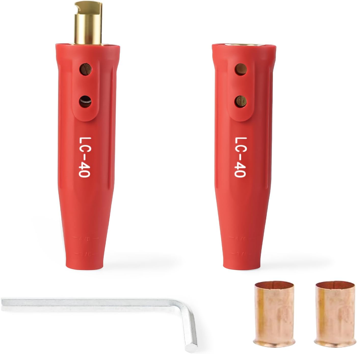 LC40 Welding Cable Connector Set Male and Female for 1/0 Thru 2/0 Cable Capacity 350 Amp 50-70 SQ-MM Black & Red 2-Set