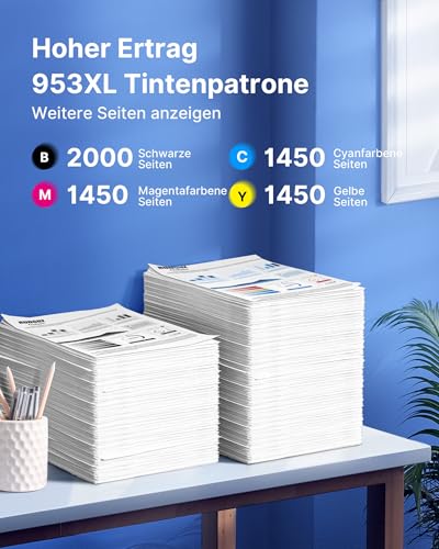 953XL Druckerpatronen Kompatibel für HP 953XL Multipack 953 XL für HP OfficeJet Pro 7720 Patronen 7740 8710 8715 8730 8210 8720 7730 8740 8725 (953 XL Multipack Schwarz Cyan Gelb Magenta, 4er-Pack)