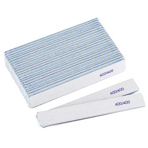 25 Count Nail Files 400/400 Grit, Fine Grit Nail Buffers for Buffing and Smoothing Natural Nails