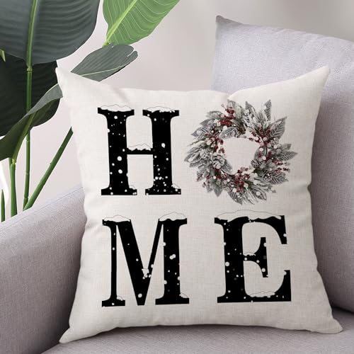 Gujiahone Black White Buffalo Check Plaids Christmas Pillow Covers 18x 18 Inches (White-06) by Gujiahone - Image 8