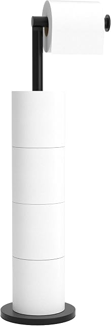 Folding Toilet Paper Roll Holder, Freestanding Toilet Roll Holder, Stainless Steel Paper Storage Holds 5 Paper Rolls, Modern Rust Proof Pedestal Toilet Paper Stand