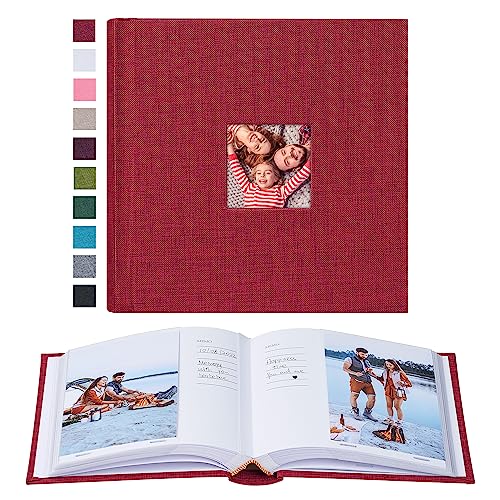 Mublalbum Small 4x6 Photo Album, 100 Pockets, Linen Cover,Red