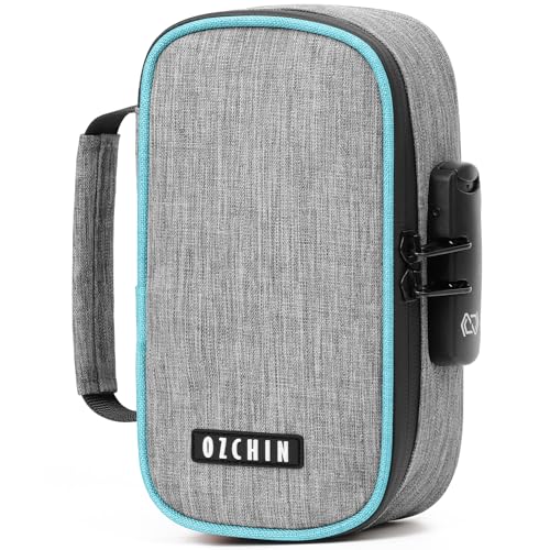 Image of OZCHIN Smell Proof Bag with Combination Lock File Organizer Case Container Medicine Lock Box Odorless Storage Bag Great Gift for Friend (grey, S)