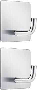 Mondoshop Adhesive Wall Hooks for Home and Kitchen Waterproof Stainless Steel Hooks for Home Office and Outdoor Hanging, Max Load Capacity 6.6 lbs