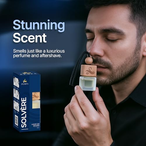 Image of Solvere Diffuser with Vent Clip | Strong Automotive Freshener Long Lasting | Powerful Car Fresheners for Men with Odor Eliminating Technology | Luxury Air Freshener by Perfa
