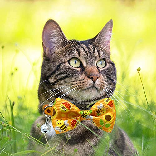 Pohshido 2 Pack Cat Bow Tie Collar with Bells, Breakaway Buckle Safety Kitty Kitten Collar (Adjustable Size from 7.8-12… - Image 5
