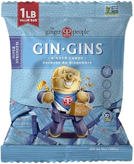 GIN GINS – Superstarke Ingwerbonbons – Hergestellt mit frischem Ingwer – EinzelverPackungt – Extra starker Ingwergeschmack – The Ginger People – 453 g Beutel – (1er-Packung)