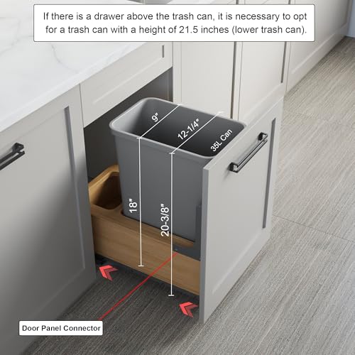 Image of Dowell Single 35Qt Undermount Trash Pull-Out Waste Container with Full Extension Soft-Close Slides, Bottom Mounted, Face Frame /Frameless Min. Cabinet Opening: 12-1 /2 Inch Wide-4008 0115 35