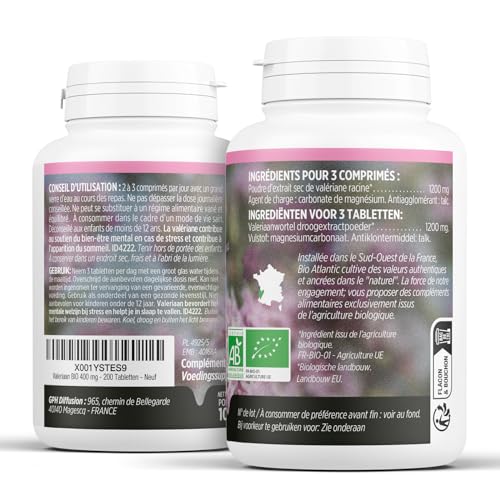 Valériane Bio - 400 mg - 200 comprimés - Bio Atlantic – vue 2
