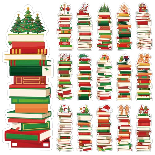 Christmas Book Tracker Bookmarks Gifts - Cosmisun 150 Pcs Xmas Bookshelf Bookmarks Tracking Double-Sided Book Mark Page Markers Clip for Women Men Book Lovers Students Teachers Bookish Reading