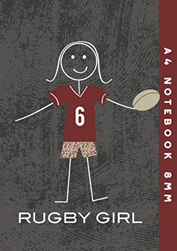 A4 Notebook 8mm: Rugby Girl Lined Exercise Book