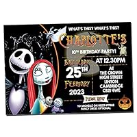 10 Personalised Birthday Party Invitations Invites Nightmare Before Christmas Boy Girl Jack Unisex Xmas Halloween
