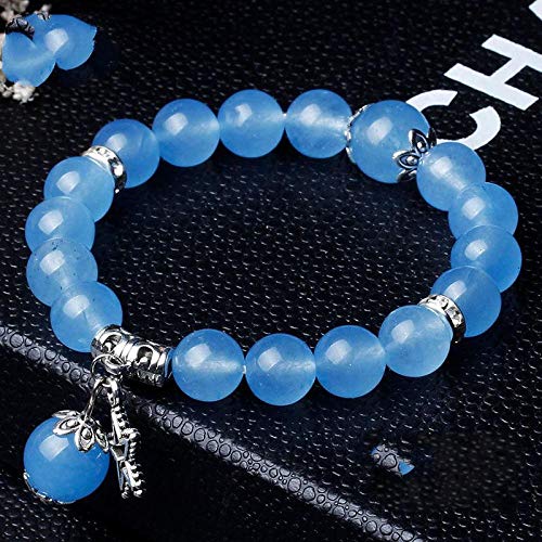 Bracelet en pierre bleue de 10mm YZCIS en jade et agate naturelle