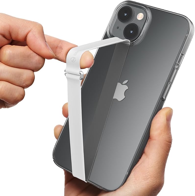 Sinjimoru Agarre para teléfono con clip en forma de C, correa de silicona, blanco 210 | Sinji Loop Clip, soporte para teléfono para funda de teléfono, soporte de carga inalámbrica, alivio del dolor de muñeca, ajuste universal para teléfonos