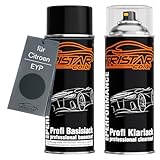 TRISTARcolor Peinture voiture Kit bombes de peinture pour Citroen EYP Gris Fulminator Metallic/Storm Grey Metallic Peinture de base vernis clair aérosol 400 ml