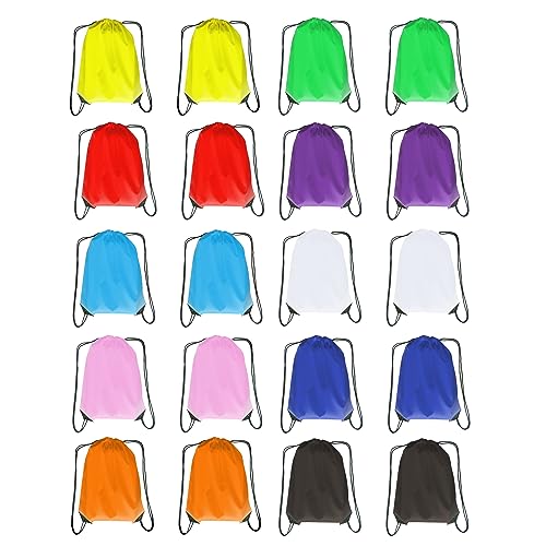 JohahaTim Drawstring Backpack Bulk 20 Pcs Draw String Backpack Bags DIY Gym Sports Traveling Yoga Cinch Bag Sackpack Drawstring (10 Color multi color)