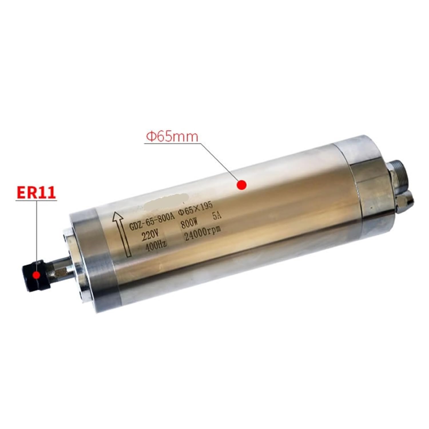 220V 800W 1.5KW CNC Spindle Motor Waterproof Water Cooled Milling Machine Z Axis Shaft 65mm 80mm 1500W 2200W ER11 Collet Chuck