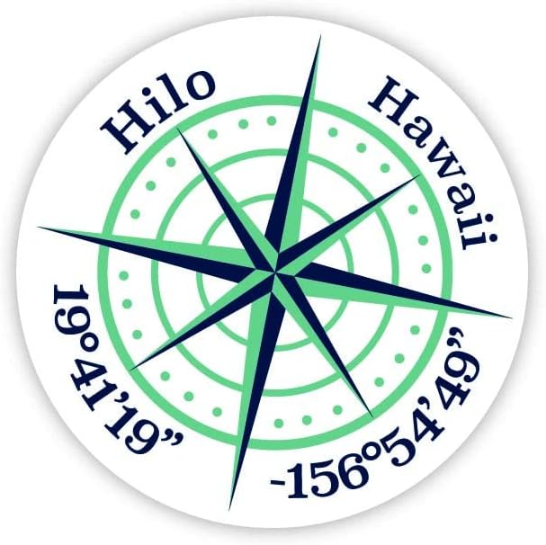 Hilo Hawaii 2-Inch Vinyl Decal Sticker Latitude Longitude Compass Design