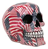 Ebros Gift Day of The Dead American Patriotic Liberty USA Flags Tattoo Sugar Skull Statue As Decorative Halloween Prop Gothic Haunted Themed Skeleton Cranium Figurine