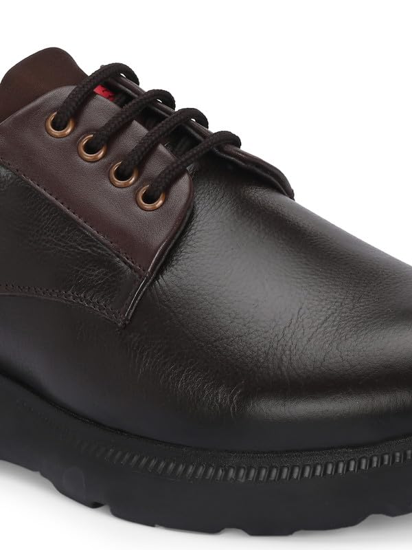 Image of HITZ Men's Brown Leather Casual Lace Up Shoes