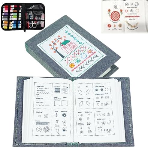 The Ultimate Embroidery Learning Book, DIY Embroidery Stitch Book Kit with Multiple Sewing Kit, 106 Pattern for DIY and Sew Enthusiast