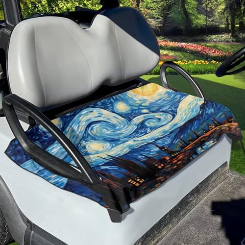 Flashideas Van Gogh Starry Night Golf Cart Seat Cover Comfortable Portable Golf Cart Seat Towel for 2 Person Seats Easy to Clean Easy to Install