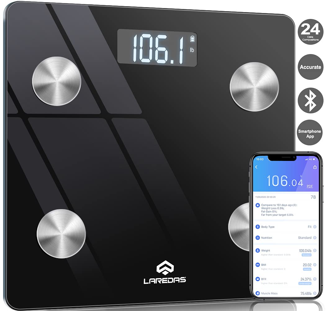 Scale for Body Weight, 24 Data Body Composition Bathroom Smart Scale 0.1 kg/0.2 lb w Athlete Baby Mode, Track Body Fat/Muscle Mass/BMI/Heart Rate/Water etc, Digital Bluetooth Scale Sync smartphone App