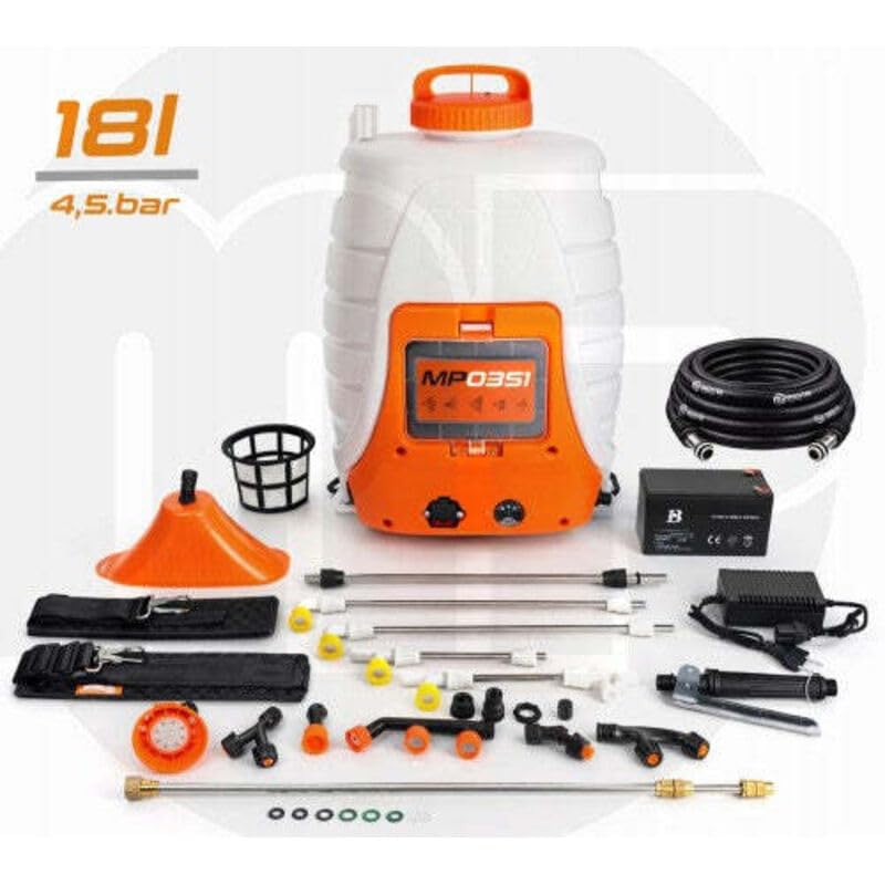 Pulvérisateur à Dos Électrique 18 L, 4,5 Bar, Batterie 12 V - 8 Ah, Lance Réglable 460-830 mm, Buses Polyvalentes