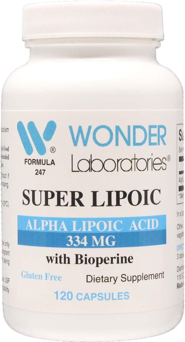 Wonder Labs Alpha Lipoic Acid w/bioperine Grape Seed Extract, Supports Metabolic Functions and Antioxidant Functions, 120 Capsules