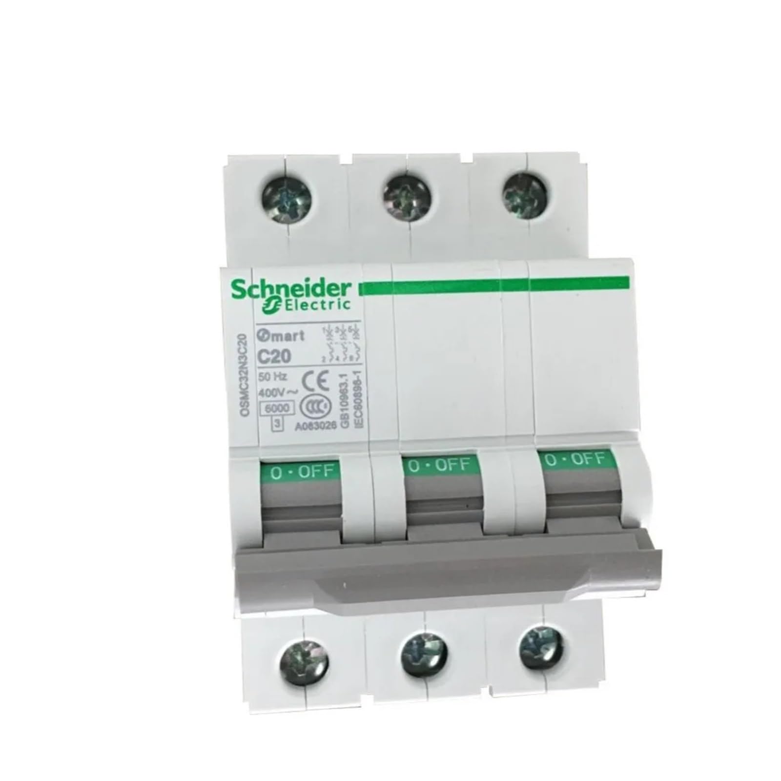 Disjoncteur miniature 3P C25A 400V CA 6kA pour tableau électrique triphasé