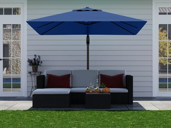 Large Cantilever Patio Umbrella, 10' X 10' Heavy Duty Aluminum Cantilever Offset Outdoor Umbrella with 360-Degree Rotation for Backyard, Deck, Pool, Navy Blue