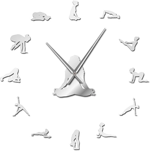 Miniatura 2 de The Geeky Days Yoga Poses DIY Reloj de pared gigante Encuentra tu equilibrio Arte de pared de meditación Decoración del hogar Reloj de pared grande