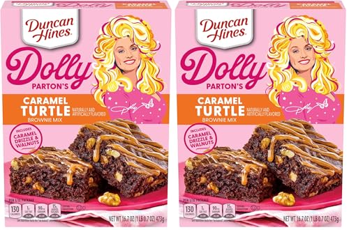 Duncan Hines Dolly Parton's Caramel Turtle Flavored Brownie Mix, 16.7 oz. (Pack of 2)
