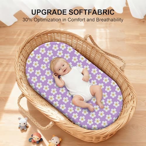 Image of Baby Bassinet Sheets for Baby Boy Girls,4-Pack Fitted Bassinet Sheets Set Compatible with Halo Bassinest Swivel Sleeper,Baby Delight,Angelbliss,32 inchX16 inch (Plant World)