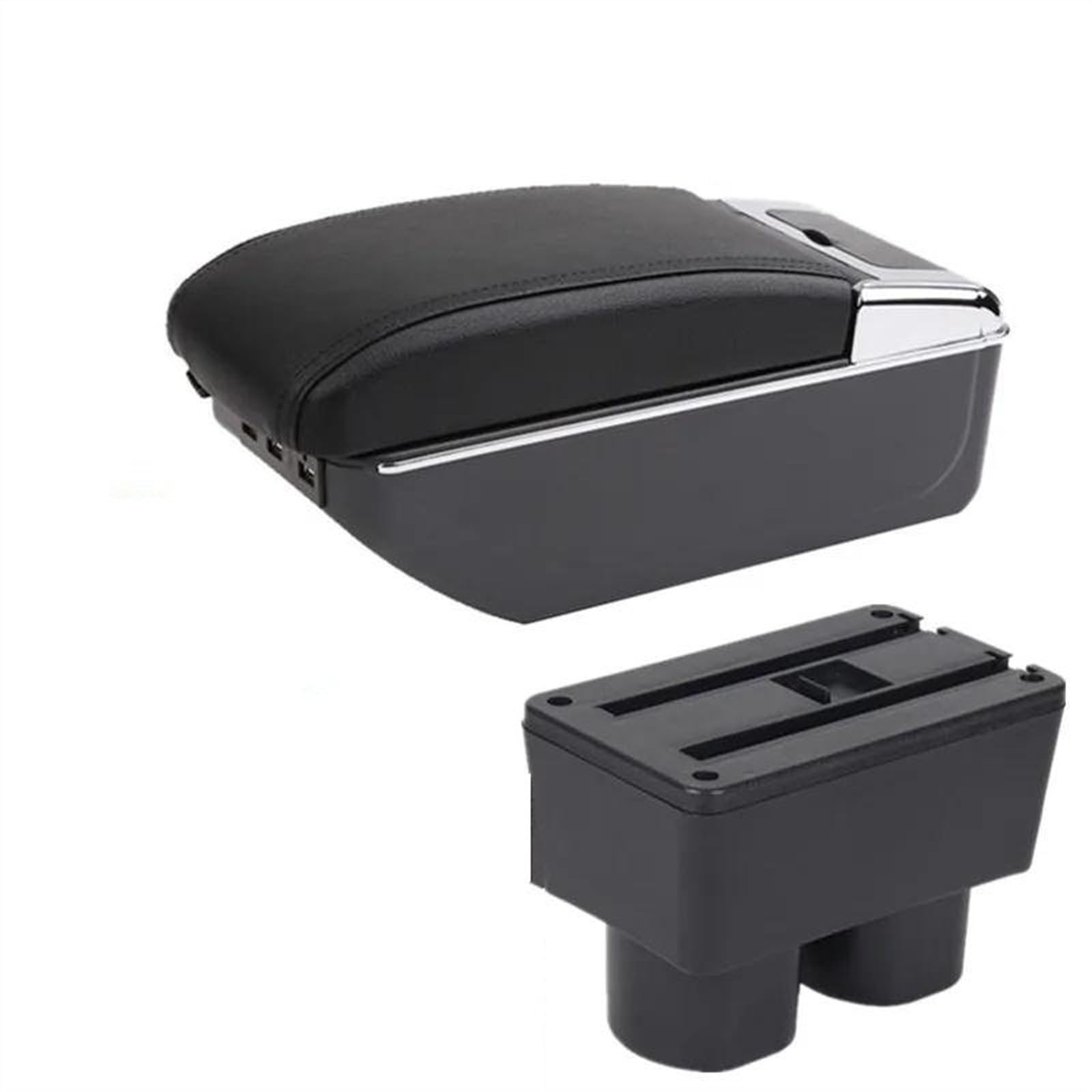 NOHEEU Car Armrest Box Interior Center Storage Accessories For Tiida C11 For Latio For Sylphy For Versa(D black line 7USB)