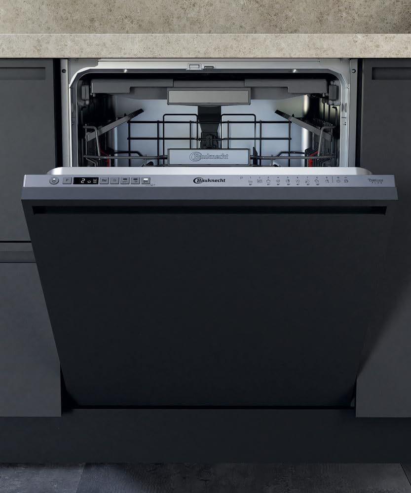 Bauknecht BCIO 3T341 PLET Vollintegrierbarer Geschirrspüler 60 cm /Edelstahl/14 Maßgedecke/10 Standardprogramme und 1 Sensorprogramm/PowerClean/ActiveDry/Besteckschublade/Vollwasserschutz
