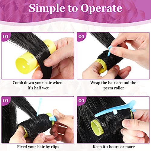 141 Pieces Magnetic Hair Rollers Set, Include 60 Pieces Mixed Sizes Plastic Hair Rollers With 60 Pins, 20 Duck Teeth Hair Clips And Rat Tail Comb, Hairdressing Curlers Tools For Women Girls #TOP5